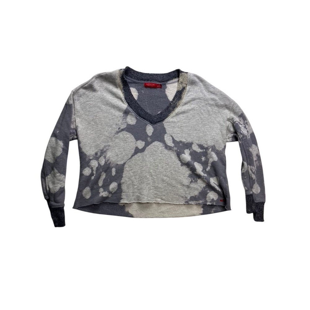 n:philanthropy Sweatshirt Women S Gray Bleached Distressed V-Neck 4021